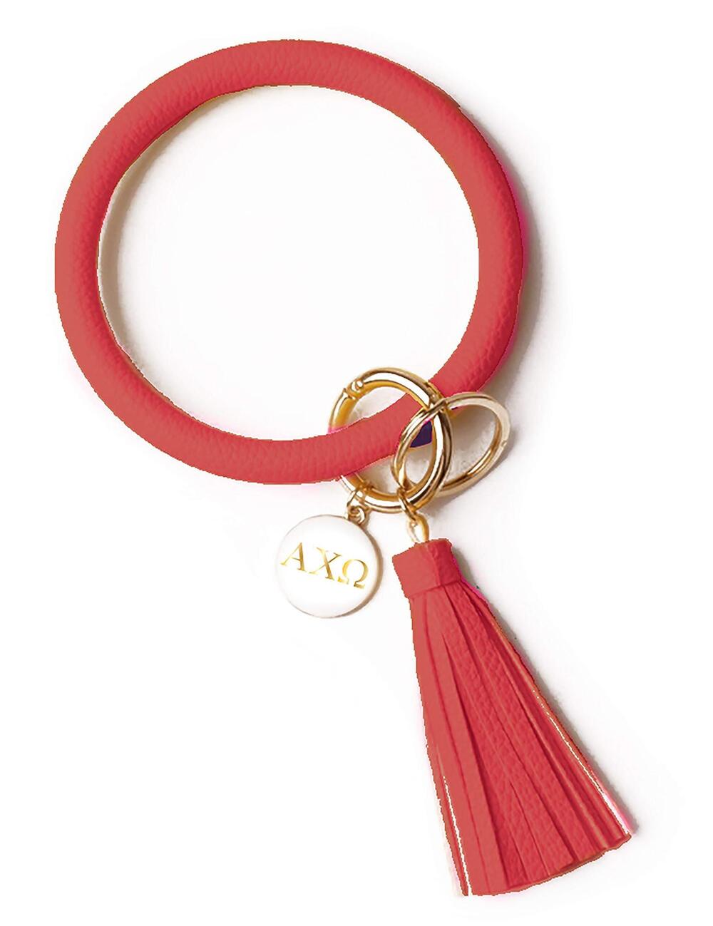 9131 ACO Bangle Keychain - Alpha Chi Omega Red Ring Keychain with Engraved